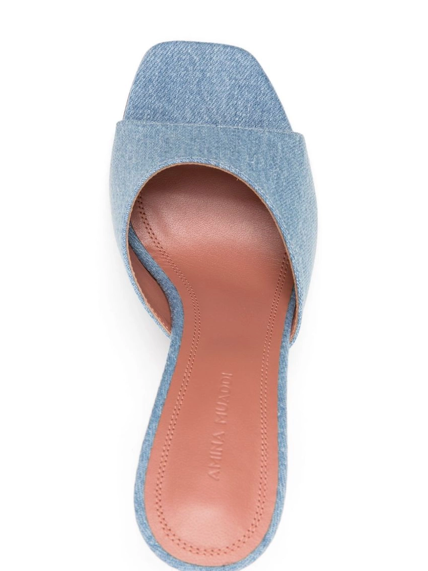 Cheap 100mm Amina Muaddi Women mules Lupita denim 0224